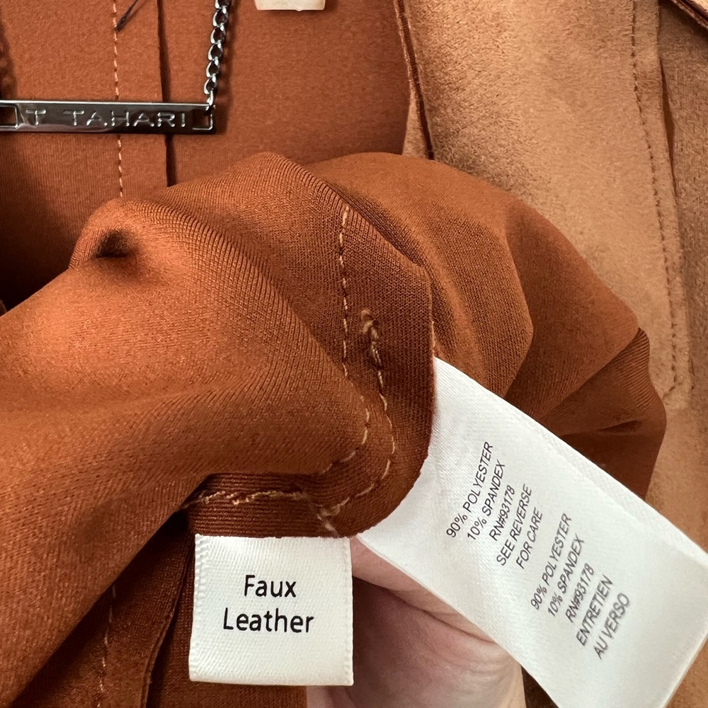 Tahari “Faux Leather” Coat with Pockets - Picture 12 of 17